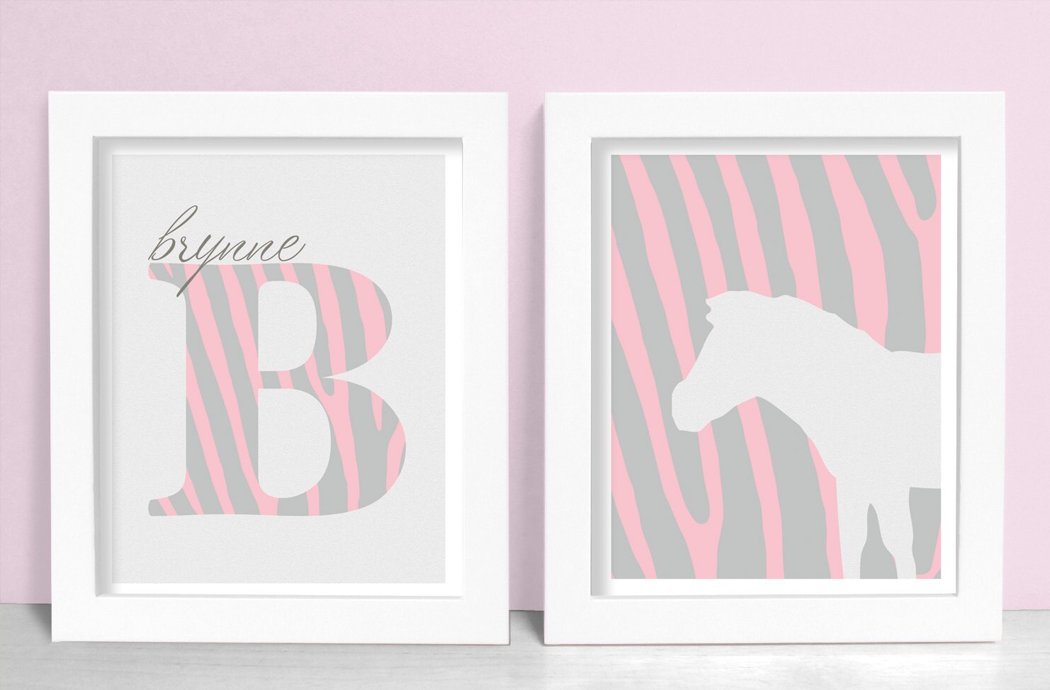 Animal Print Baby Girl Nursery Art Monogram Print SET Etsy