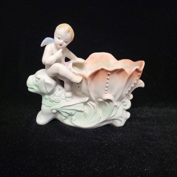 Occupied Japan Cherub Angel Planter with Dragon