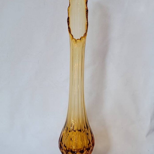 Fenton Colonial Amber Thumbprint Swung Vase 18 Inches Tall