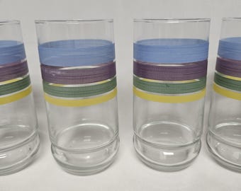 Libbey Candy Stripe 16.5 Oz. Coolers, Tumblers In Original Box-Set of 4