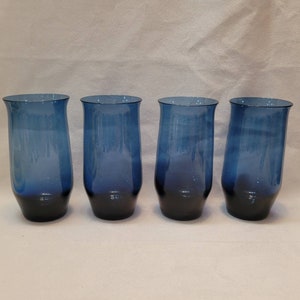 Denby Olympia Blue Highball Glasses-Set of 4-Vintage Barware, Drinkware-2 Sets Available