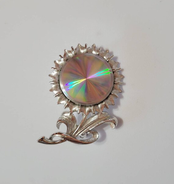 Vintage Rainbow Jewels Corp Flower Brooch Diffract