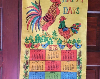 1972 Happy Days Chickens Chicks Linen Calendar by Parisian Prints