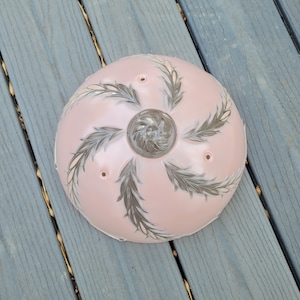 Vintage Glass Pink & Clear 3-Chain Ceiling Light Fixture