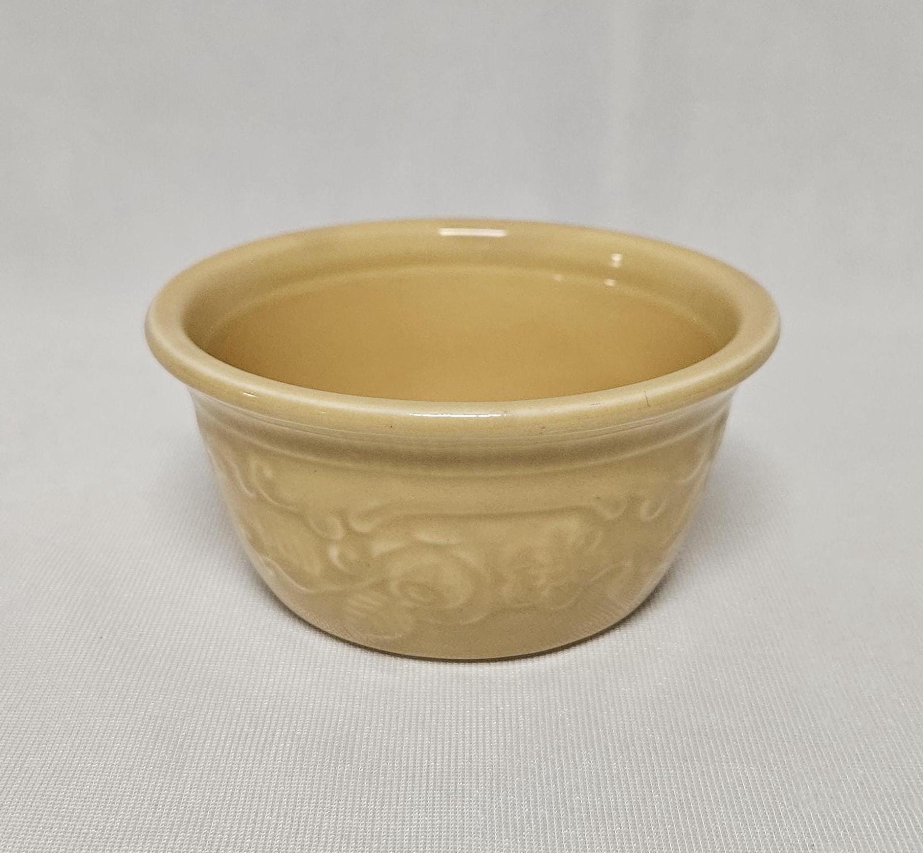 Véritable ramequin jaune de service au four, coupe de crème pâtissière par Homer Laughlin, États-Unis