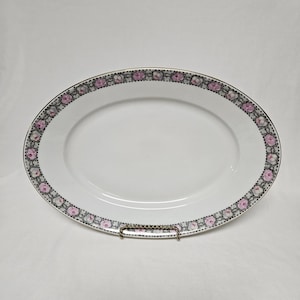 Antique Carl Tielsch C.T. Altwasser Silesia Germany Pink Floral Large Platter 15 x 10 1/8 Inches