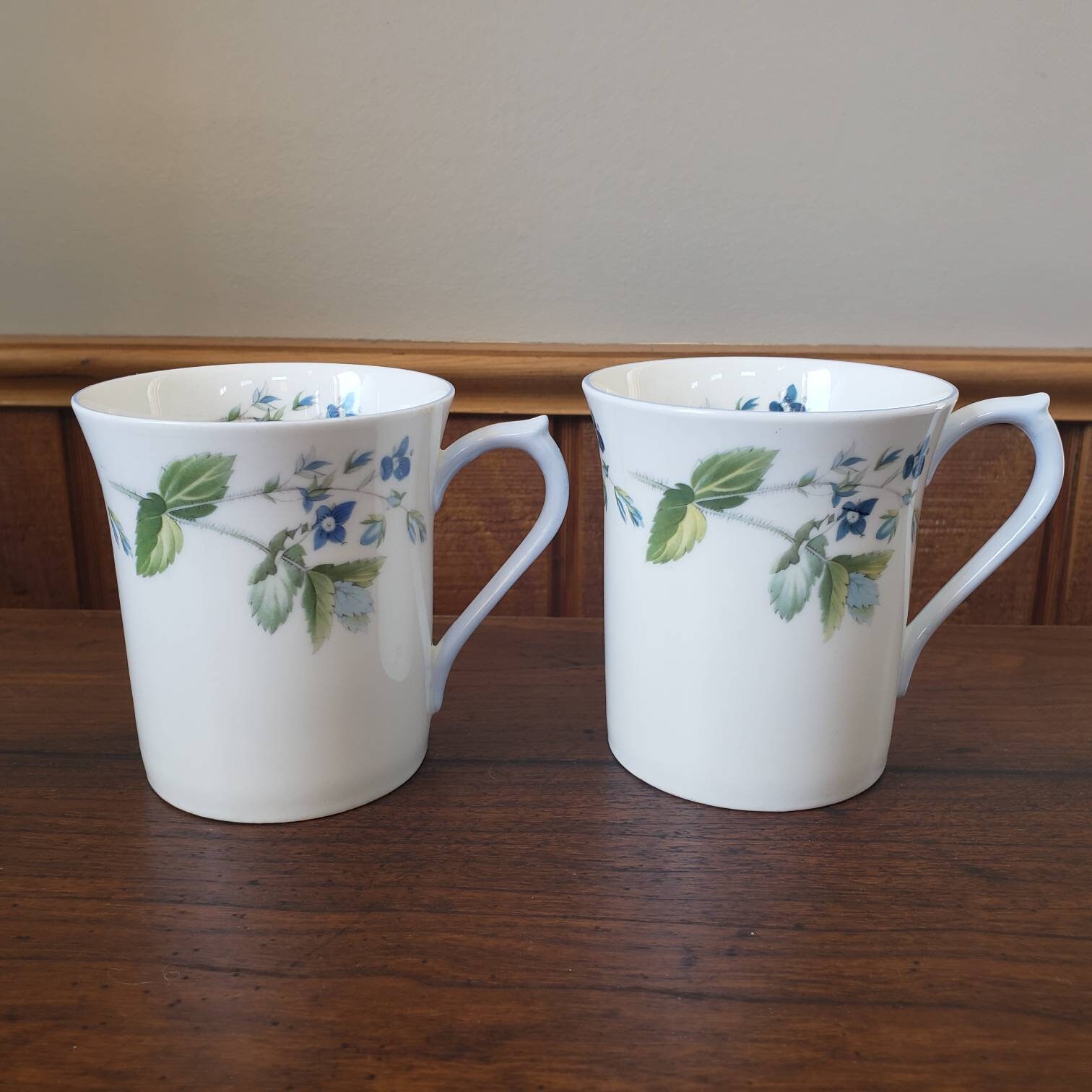 Pair Vintage Mugs Queen's Staffordshire Fine Bone China Etsy