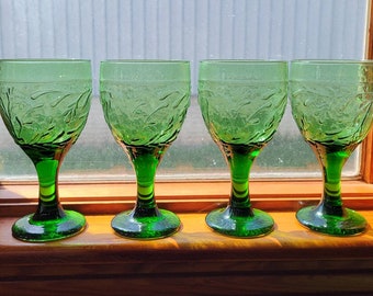 Vintage Libbey Garden Vine Goblets in Citrus Green-Set of 4-Retro Barware Drinkware