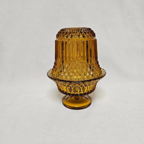 Vintage Princess House Amber Diamond Point Fairy Lamp