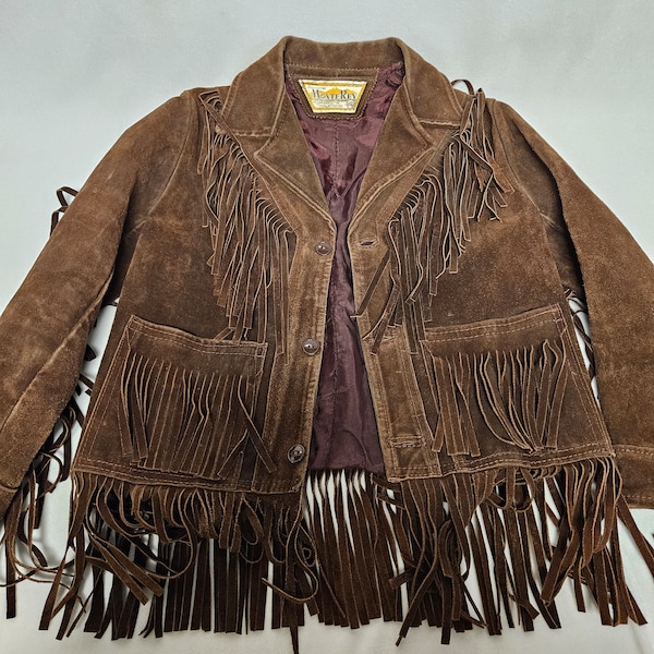 Vintage Suede Leather Fringe Jacket-Chamarras Monte-Rey BoHo Hippie-Made In Mexico