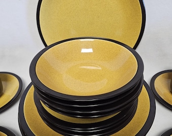 24 Pc. Vintage Mikasa Terra Stone Saffron Dinnerware-place