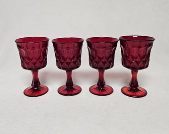 Robijnrode waterbekers Noritake Perspective-set van 4 glazen-uitstekende staat