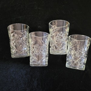 Vintage Anchor Hocking Prescut Flat Tumblers-EAPC-Set of 4
