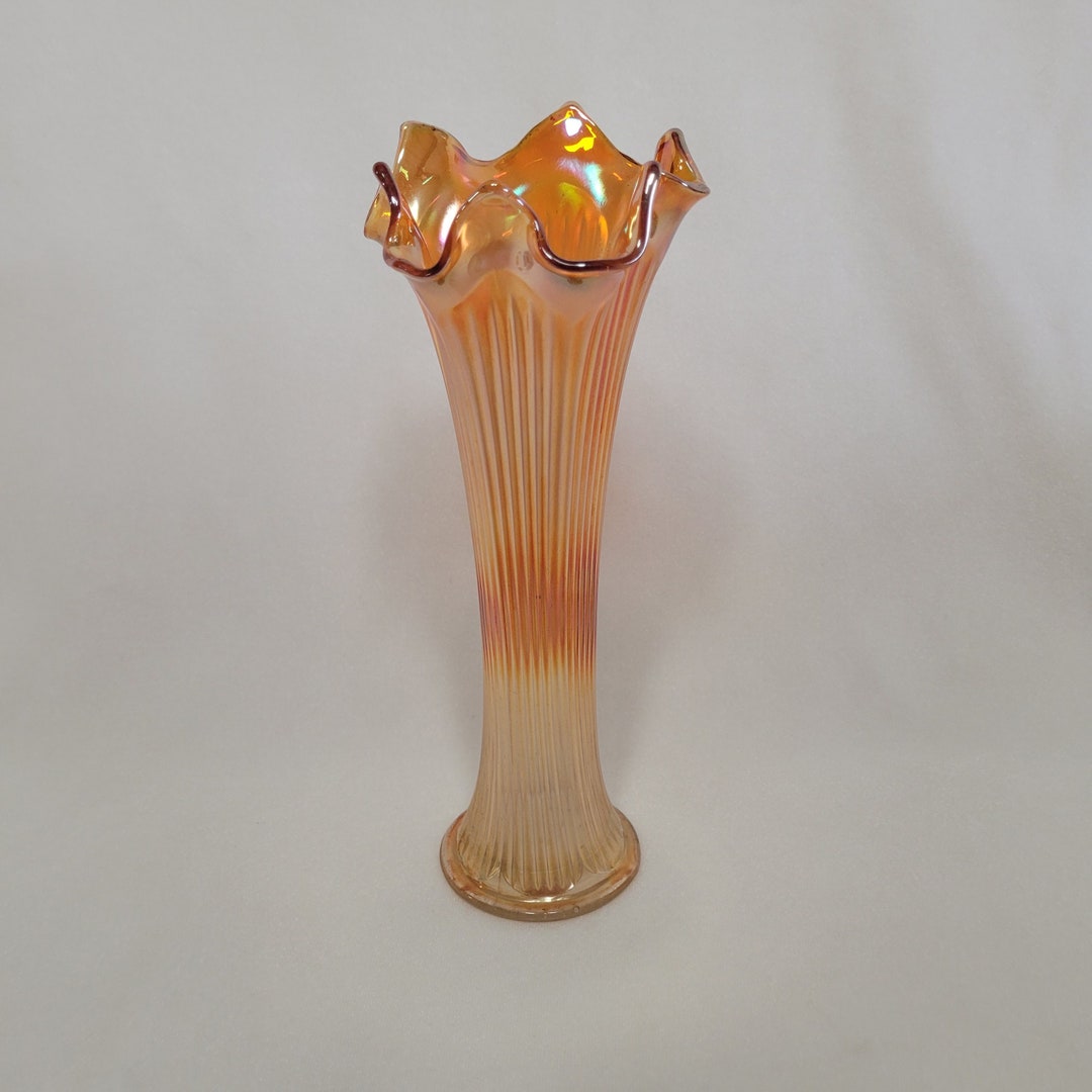 Fine Rib Glass Fenton Fine Rib Marigold Carnival Glass Vase - Etsy