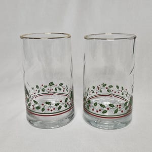 Arby&#39;s Christmas Collection Holly & Berries Tumblers, Set of 2 Glasses