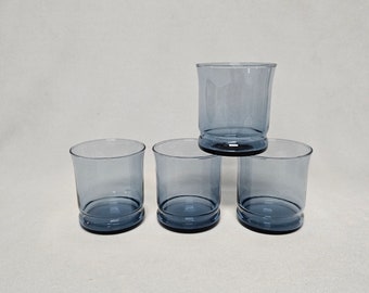 Set of 4 Blue Cocktail, Old Fashioned, Whiskey Glasses-Unmarked