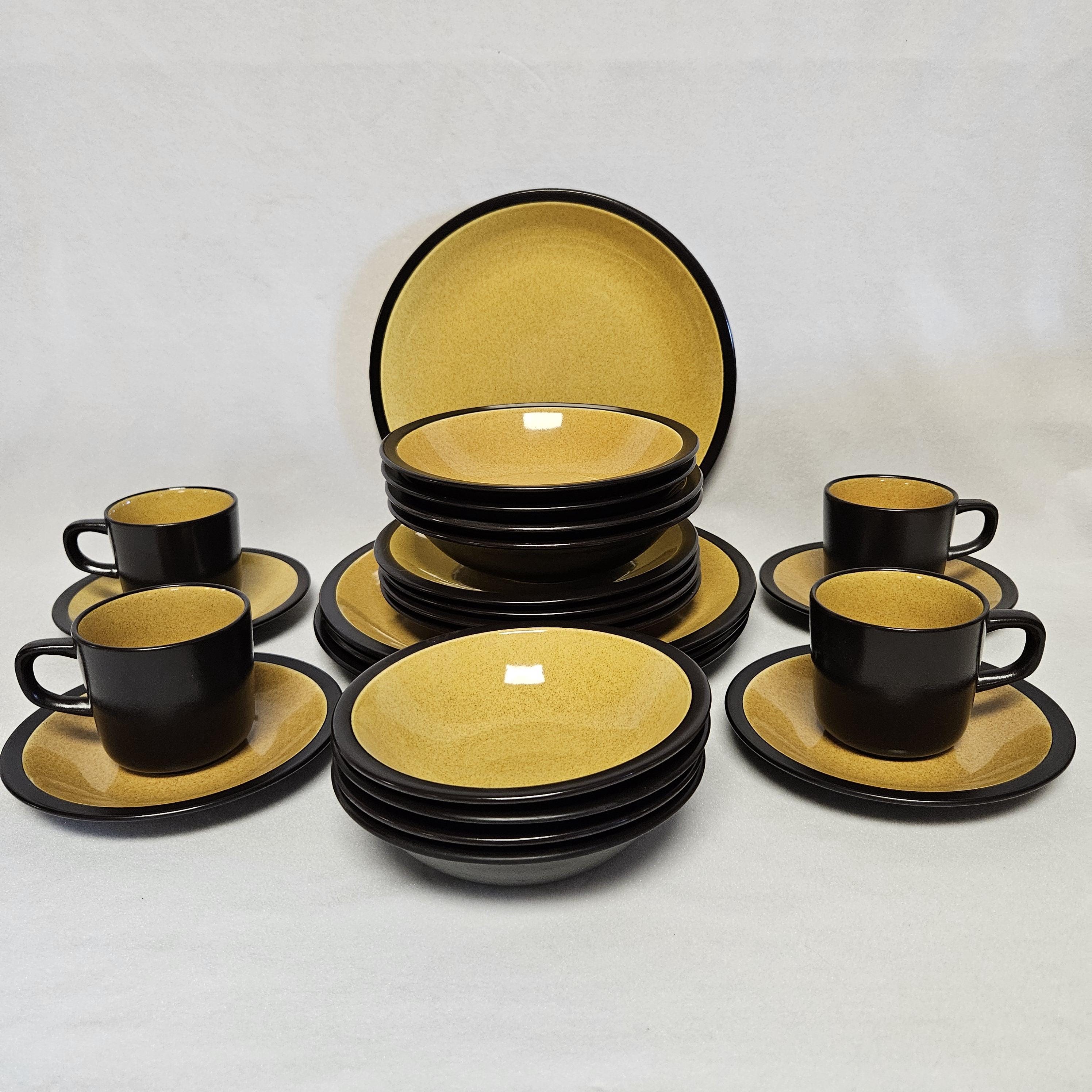 24 Pc. Vintage Mikasa Terra Stone Saffron Dinnerware-place