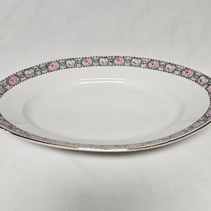 Antique Carl Tielsch C.T. Altwasser Silesia Germany Pink Floral Platter 12 3/4 x 8 1/2 Inches