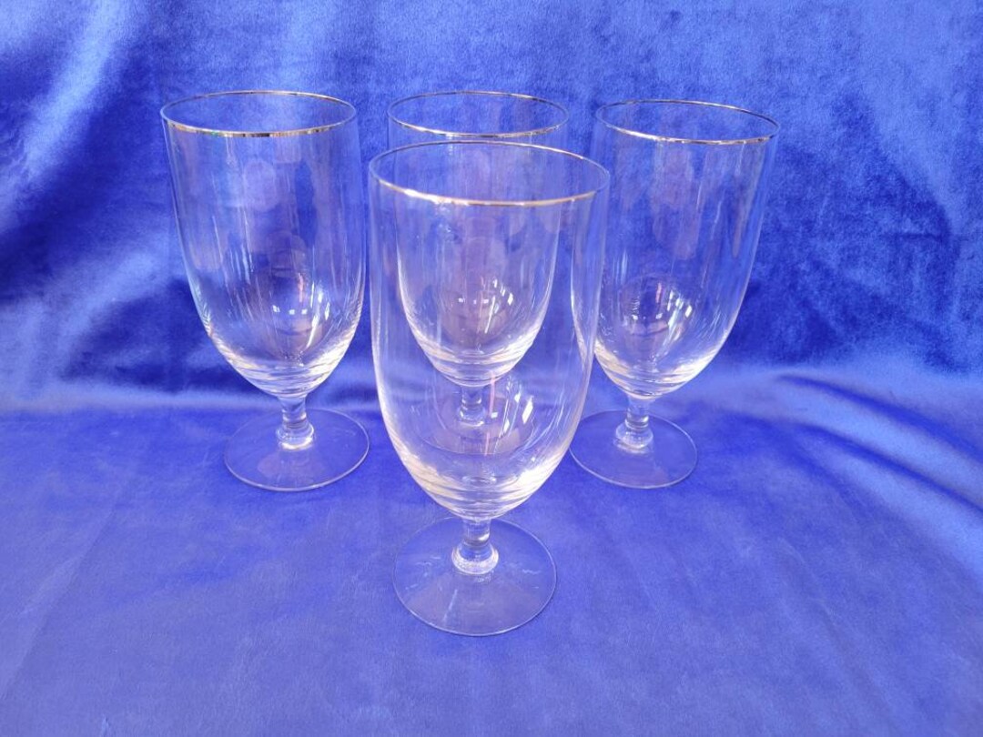 Vintage Fostoria Invitation Platinum Rim Iced Tea Gobletsset of 4wedding Tableretro Drinkware