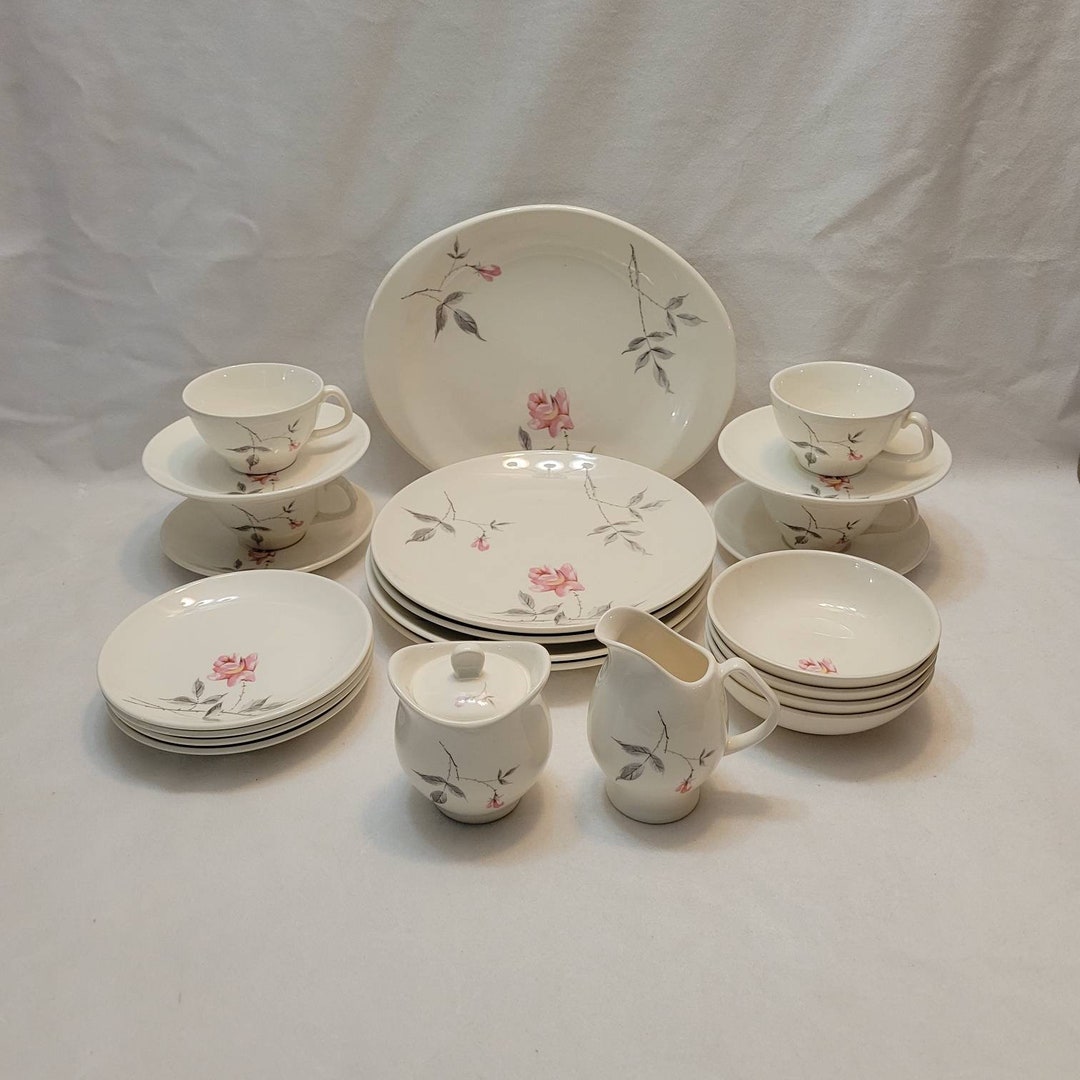 24 Piece Universal Ballerina Rosette Dinnerware for 4 Plus Extrasrose