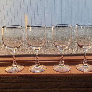 Vintage Fostoria TROUSSEAU Water Goblets-Set of 4-Gorgeous Glasses with Platinum Trim