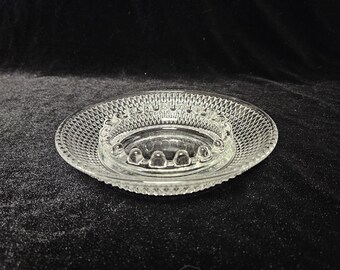 Vintage Round Glass Ashtray-Diamond Point Pattern