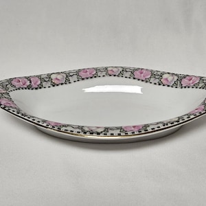 Antique Carl Tielsch C.T. Altwasser Silesia Germany Pink Floral Gravy Relish Dish