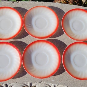 Set of 6 Vintage Fire-King Swirl Sunrise Saucers
