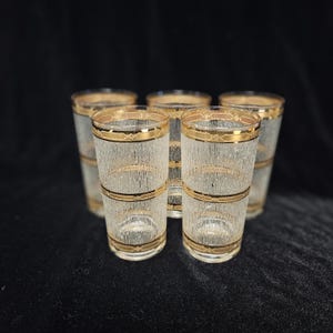 Culver Icicle 22 kt Goldband Highball Brillenset mit 5 Gläsern