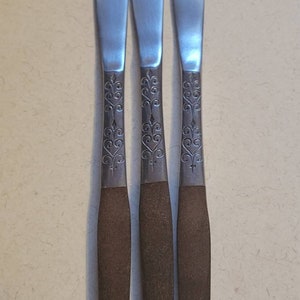 Interpur INR2 Stainless Steel Flatware With Brown Synthetic Wood Handles – SMART CHOICE B10VG – Made In Japan (Used, Very Good Condition)