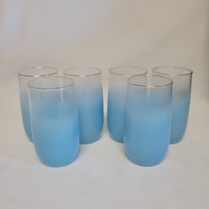 Blendo Turquoise Blue Tom Collins Glasses Set 4 Vintage West Virginia Glass