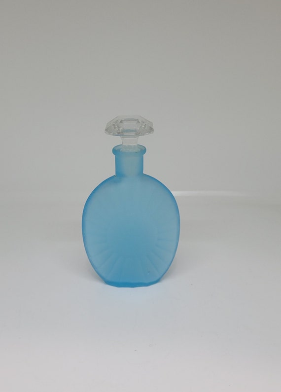 Vintage Light Blue Satin Glass Perfume Bottle
