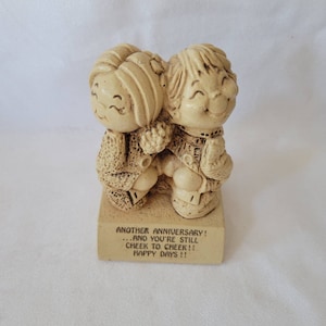 Paula 1972 Figurine &quot;Another Anniversary!!!...And You&#39;re Still Cheek to Cheek!!  Happy Days!! Sillisculpt