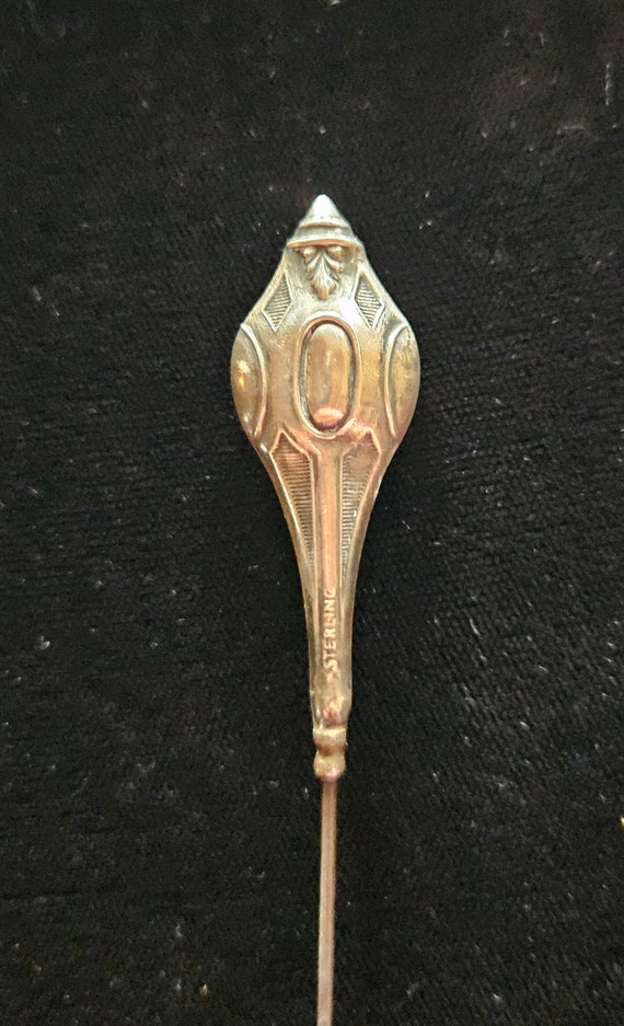 Antique Hat Pin Art Nouveau Sterling Silver - image 2