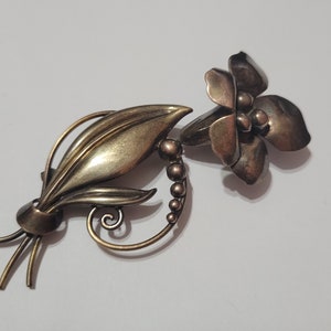 Cal-Art Sterling & 1/20 12 KT Gold Filled Floral Brooch