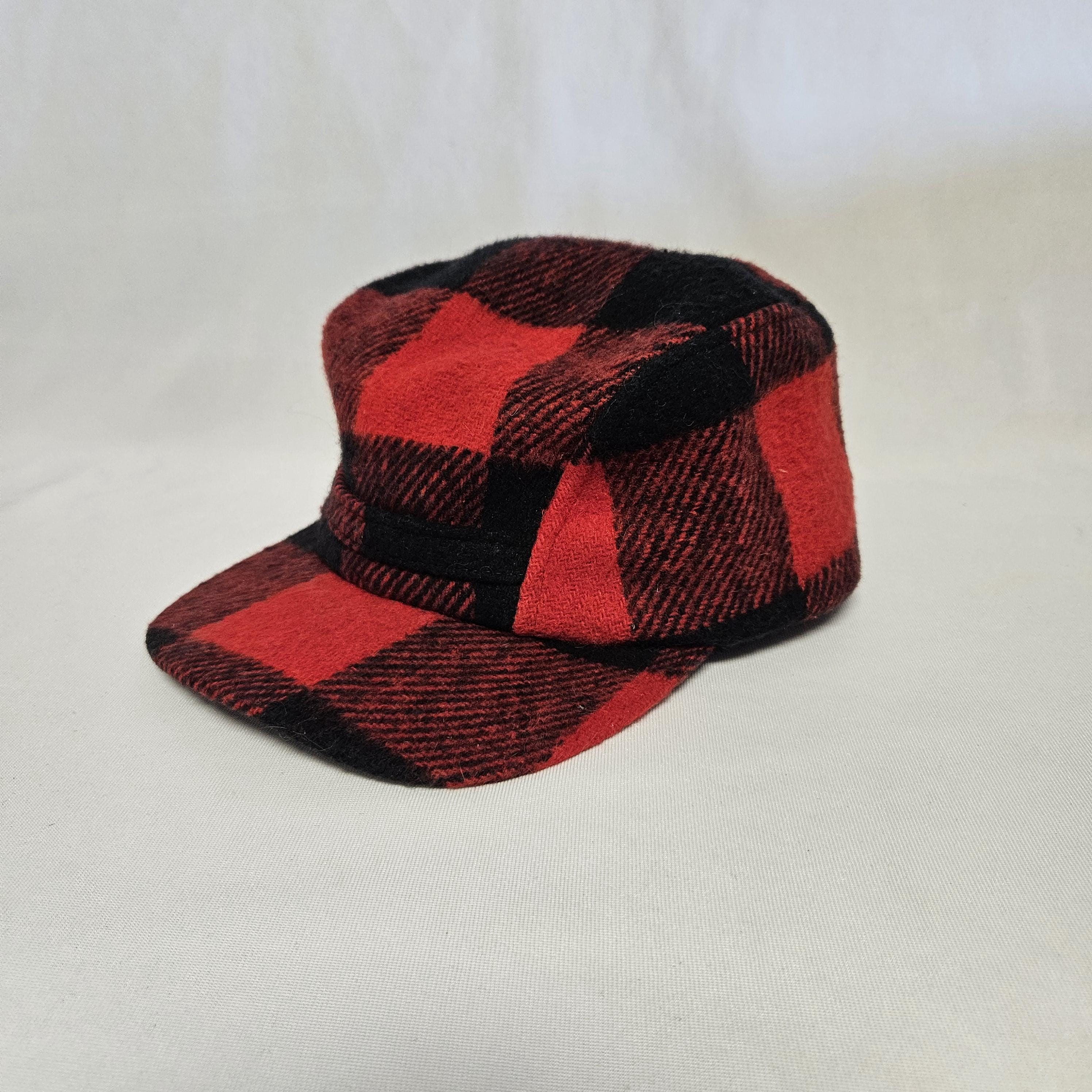 Vintage Wool Blend Red Buffalo Plaid Hat - Etsy display picture 1