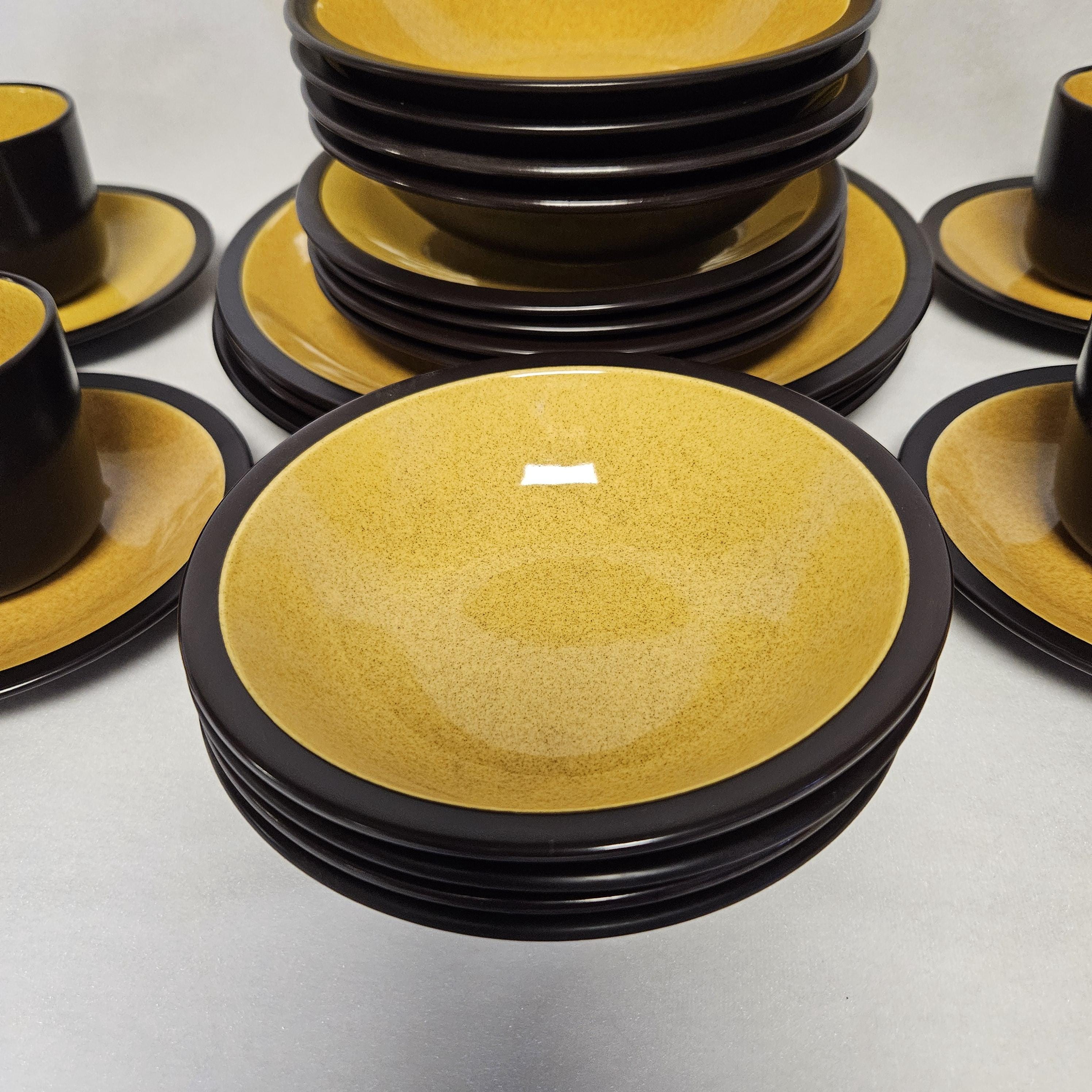 24 Pc. Vintage Mikasa Terra Stone Saffron Dinnerware-place