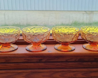Set of 6 Vintage Retro Hellerware No 380 Glass and Metal Sherbet Dessert Set bowl cups in original box