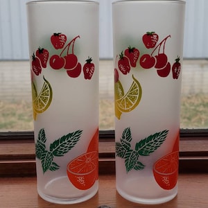 Vintage Federal Glass Frosted Zombie Tom Collins Glasses-3 Different Pairs-You Choose! Mid Century Barware Drinkware