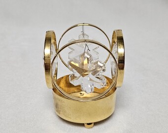 Vintage Lovsjo Sweden 24 Kt Gold Plated Crystal Votive Candle