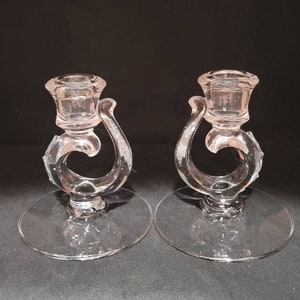 Fostoria Century Pair of Single Light Candlestick Candle Holders