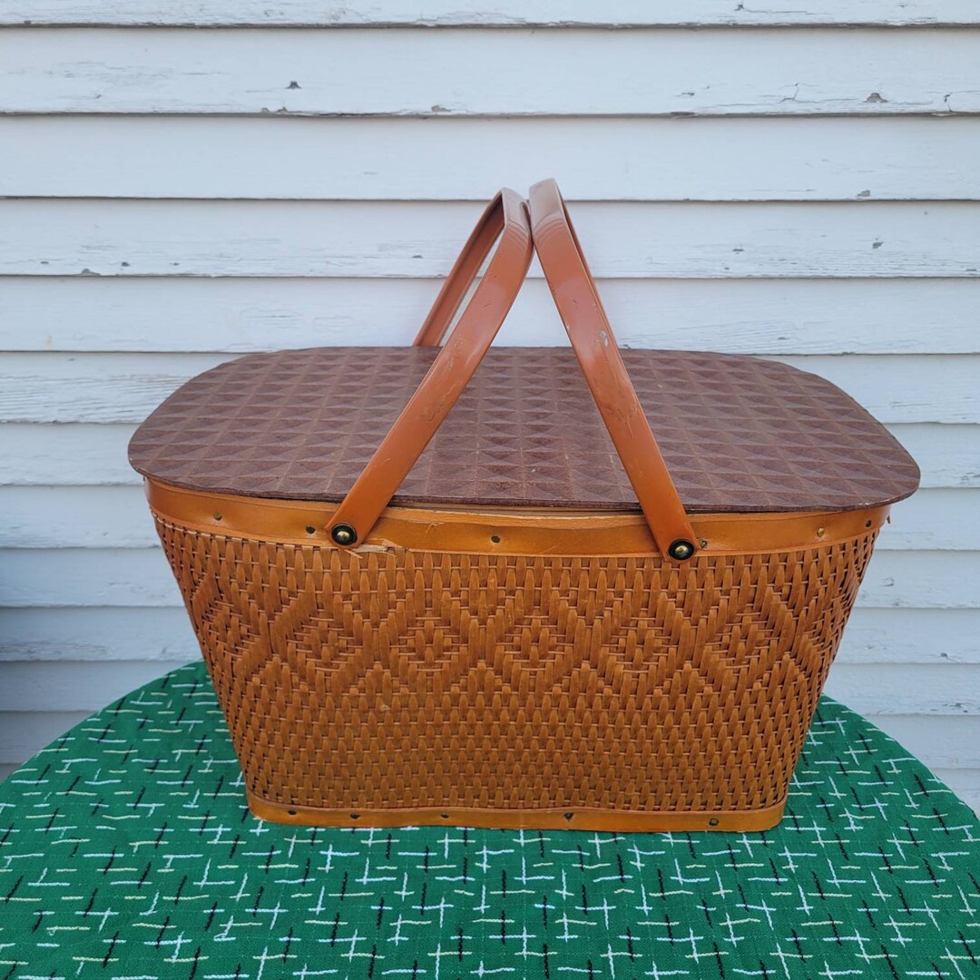 レッドモン　Redmonビンテージバスケット Vintage Redmon Red-man Woven Picnic Basket - Etsy