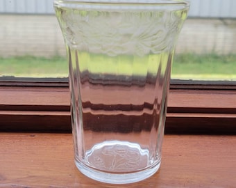 Depresión Glass Jeannette Cherry Blossom Clear 9 Onza Flat Tumbler-4 1/8 Inch-Hard to Find! Excelente estado