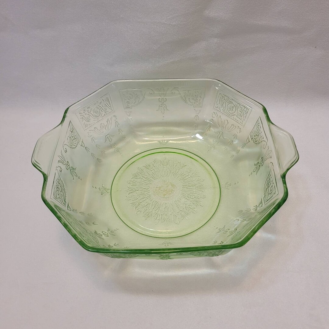 Anchor Hocking Princess Green Octagon Handled Serving Etsy