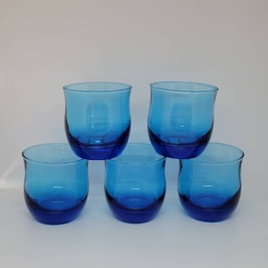 Anchor Hocking Flair Laser Blue Old Fashioned Glasses Whiskey Rocks Cocktail-Set of 5