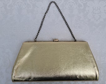 Bolso de mano, monedero y bolso de noche vintage en tono dorado