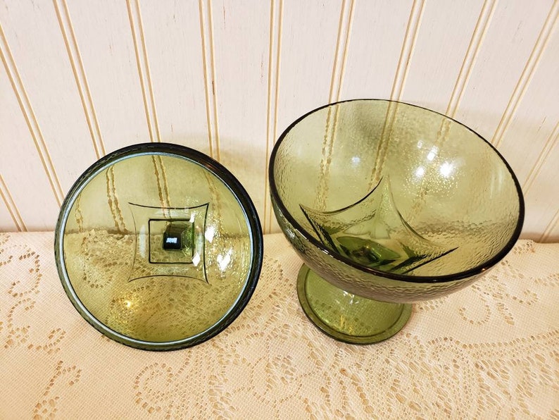 Vintage Hazel Atlas Pebblestone Avocado Green Candy Dish With Etsy