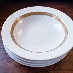 Sango Empress White With Gold Fine China Japan-Set of 4 Berry or Dessert Bowls-Vintage Dinnerware