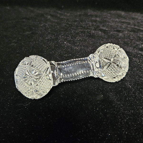 Antique Vintage Brilliant, Cut Glass Knife Rest, Barbell Style