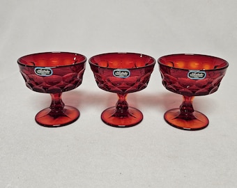Noritake Perspective Robijnrood champagnes-hoge sorbets-set van 3 ongebruikte-originele labels